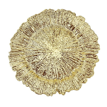 

Reef Textured Plastic Charger Plates 12-1/2-Inch Gold
