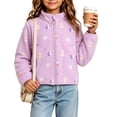 thumbnail image 5 of Nugftut Girls Fleece Jacket Warm Stand Collar Jacket Zip-up Lightweight Long Sleeve Coat for Kids Size 5-6, 5 of 5