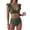 Army Green, variant on Women Ruffle High Waist Swimsuit Two Pieces Push Up Tropical Print Bikini