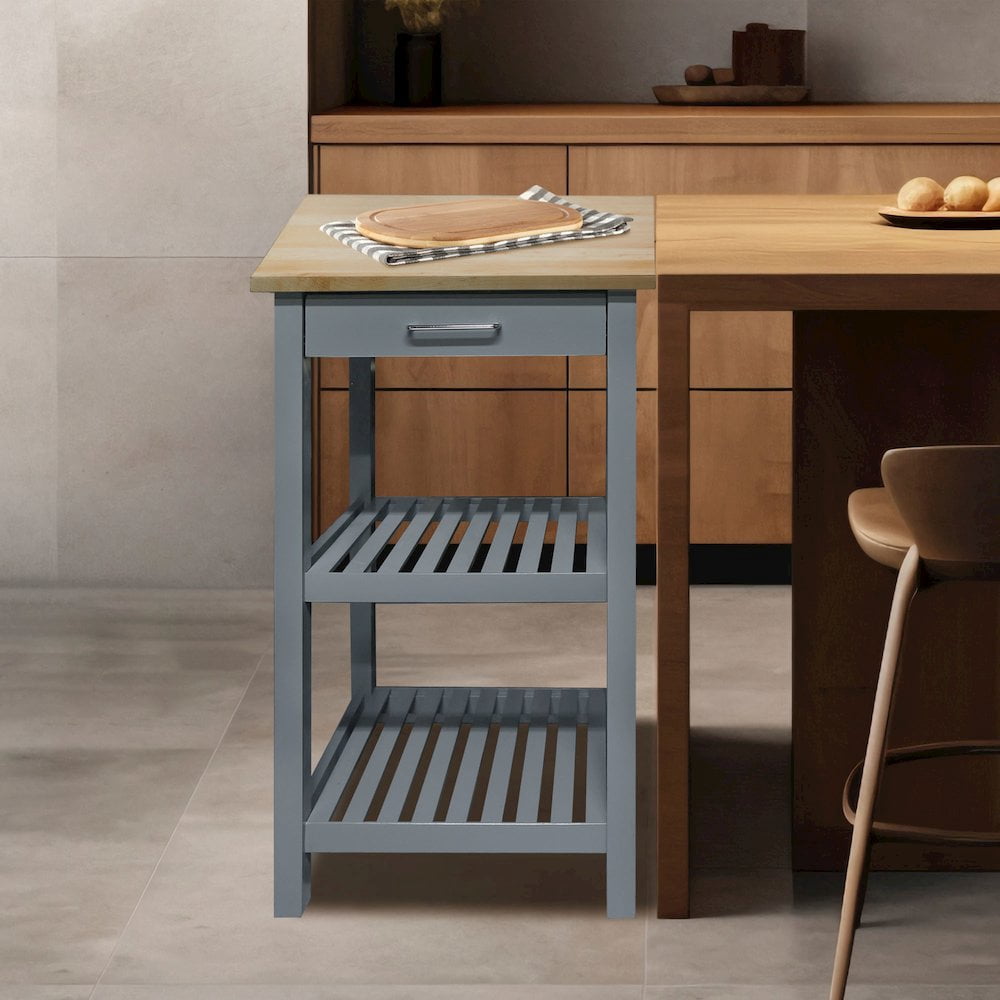 Casual Home Sunrise Kitchen Island with Solid Wood Top - Slate Gray