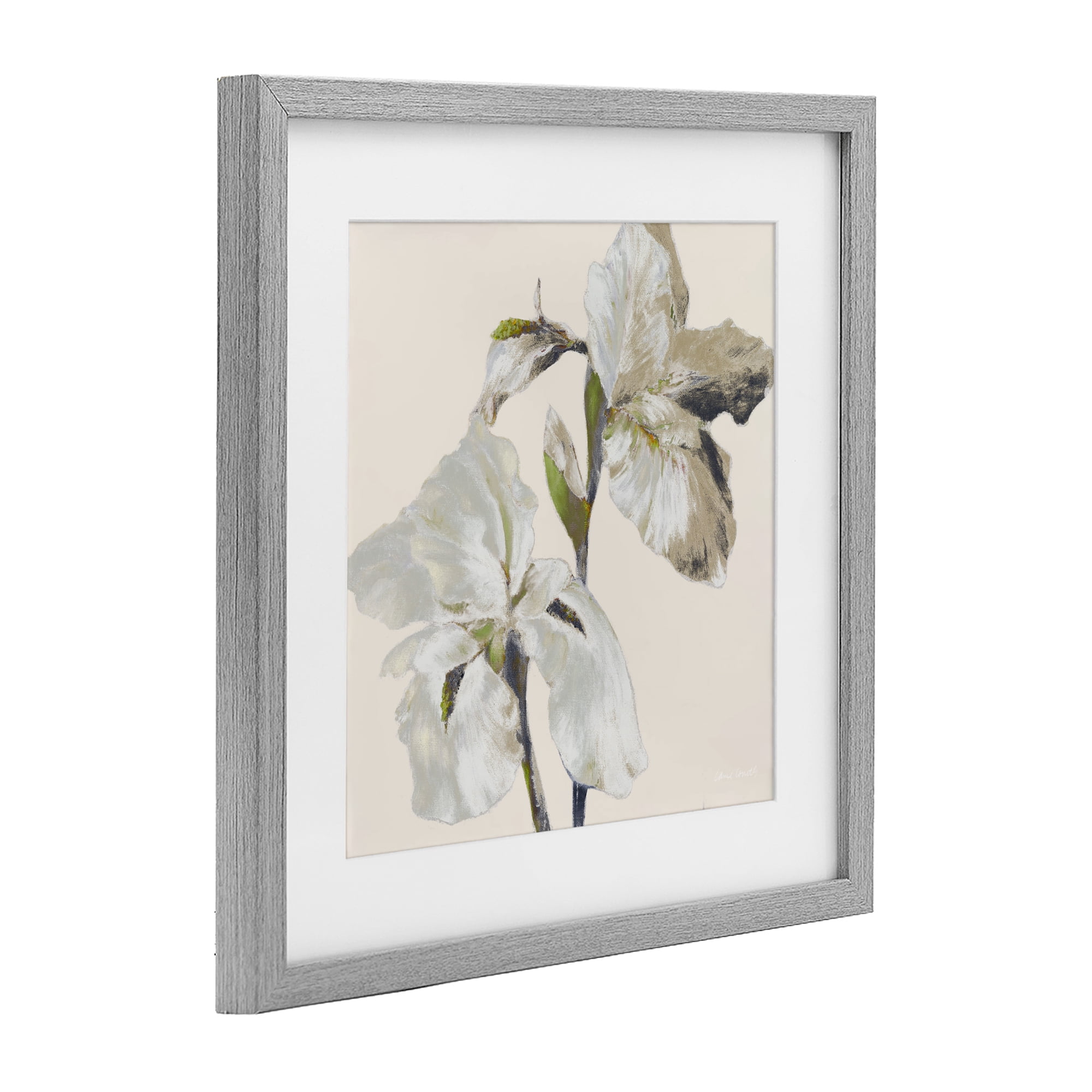 Stupell Industries Irises Soft Beige Gray Framed Print Under Glass, design by Lanie Loreth