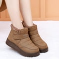 thumbnail image 2 of Women's Sip On Mid Calf Snow Boots Fleece Lined Ankle Booties Comfortable Non Slip Platform Walking Shoes Brown Size 8.5, 2 of 9