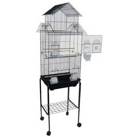 UPC: 0833775004917 | Ymlgroup 6844 3 by 8  Bar Spacing Tall Pagoda Top Small Bird Cage with Stand – 18 x14  in Black