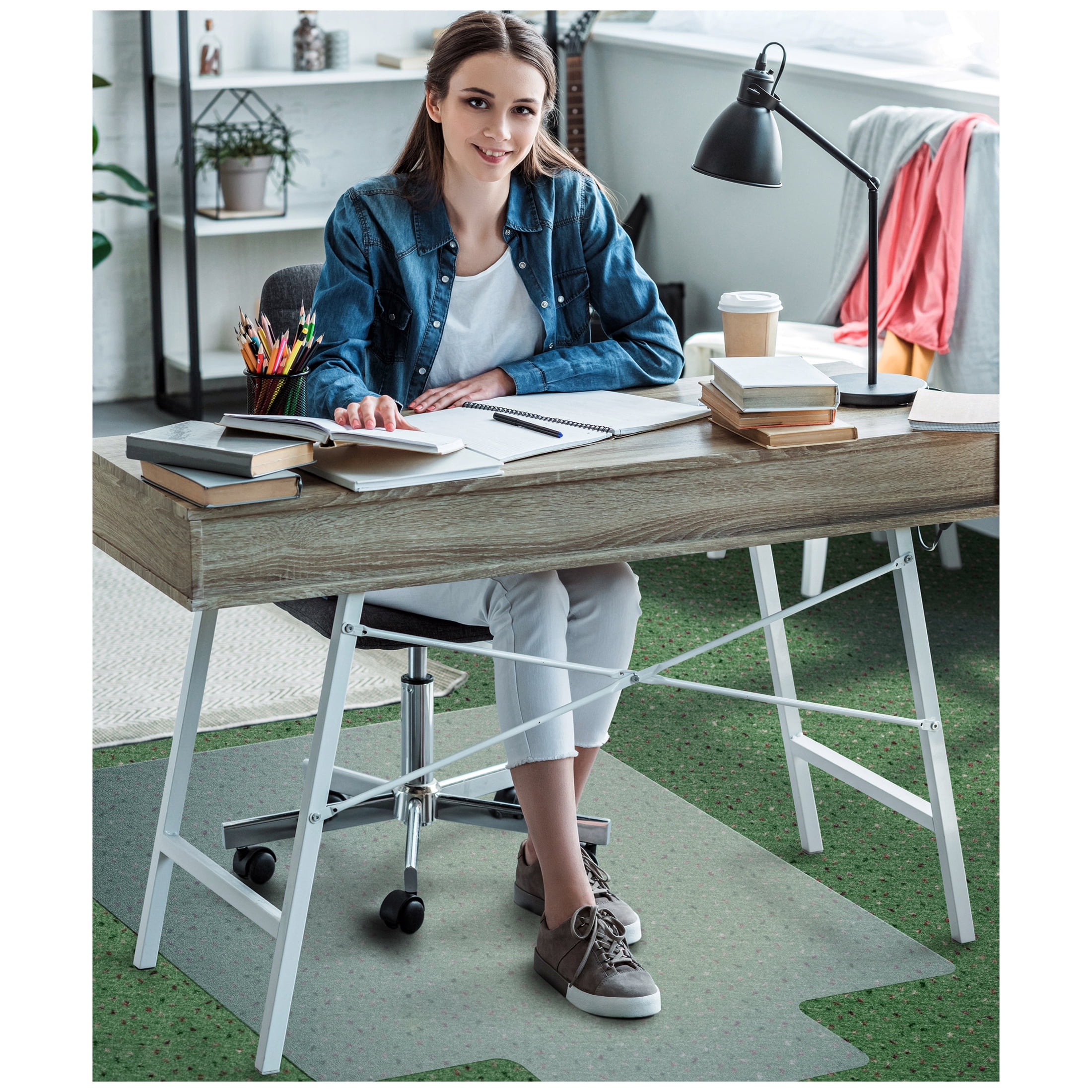 Valuemat® Basic Vinyl Lipped Chair Mat for Low Pile Carpets - 36" x 48"