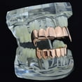thumbnail image 2 of 14K Rose Gold Plated Full Fang Grillz Set Upper Top And Bottom Lower Fangs Vampire Teeth Hip Hop Grills, 2 of 5