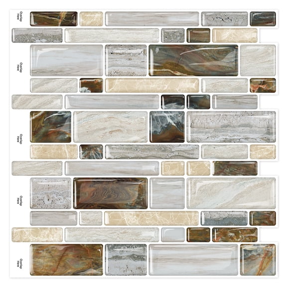10-Sheet Peel and Stick Backsplash, Waterproof Wall Tiles Stick on Kitchen Backsplash Living Space, Brown