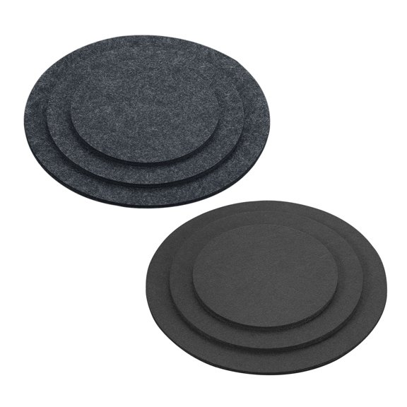 Uxcell 6" 8" 10" Round Plant Coasters Felt Pad Mat, Grey Black 12 In1 Set
