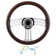 thumbnail image 2 of Volante, Volante De Madera, aleación De Aluminio Cromado Para La Mayoría De Los Modelos De Automóviles Con Un Adaptador De Cubo De Carreras Estándar De 6 Pernos, 2 of 7
