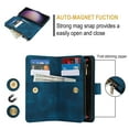 thumbnail image 2 of Crossbody Case for iPhone 14 Plus, RFID Blocking, Card Holder Wallet Cover, Zipper Pocket PU Leather Magnetic Snap Shoulder Strap Large Capacity Purse Protective Phone Case, Blue, 2 of 7