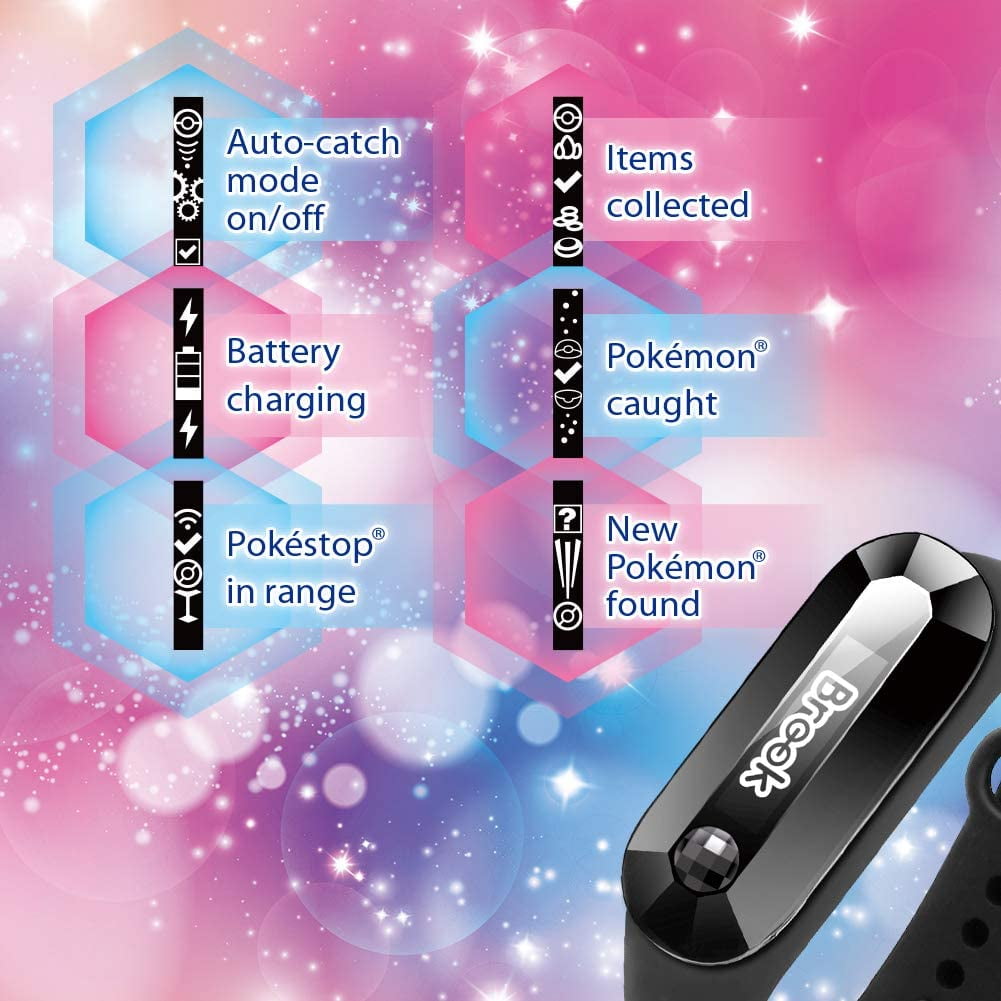 Brook Pocket Auto Catch Reviver Dia Auto Spin Catching Pokemon Collecting Items Swarovski Special Edition Upgrade Evolve Wristband Bracelet Accessory Waterproof Dustproof Jet Black Walmart Com