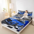 thumbnail image 4 of jejeloiu Blue Racing Car Bed Sheets,Speed Sport Games King Sheets For Boys Teens 4 Pieces, 4 of 7