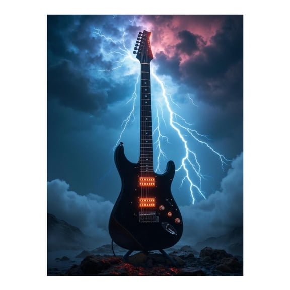 Diamond Art Kits for Adults - 5d Guitar Lightning Storm Diamond Painting for Adults, Diamond Art for Adults Beginners, Diamond Painting Kits for Adults for Home Wall Decor