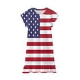 thumbnail image 3 of Toddler Girls Dresses Casual Size 7 Years-8 Years Spring Summer Print Ruffle Short Sleeve Active Daily Indoor Outdoor American Independence Day Play Dress, 3 of 4