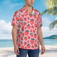 thumbnail image 3 of Pofeuu Cartoon Strawberry Print Hawaiian Shirt for Men Sleeves Casual Button Down Summer Beach Dress Shirts T-Shirts,X-Large, 3 of 7