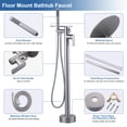 thumbnail image 2 of Wowow Single-Handle Floor Mount Freestanding Tub Faucet with Hand Shower and Waterfall Spout in Brushed Nickel, 2 of 7