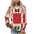 thumbnail image 3 of Merry Christmas Sweatshirts Women's Fleece Crewneck Sweaters Fashion Christmas Printed Long Sleeve Blouses Casual Loose Shirts Xmas Holiday Pullover Tops, 3 of 9