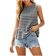 thumbnail image 5 of Karymi Workout Tops for Women Gingham Sleeveless Peplum Blouse, Casual Round Neck Checkered Tank Top with Keyhole Back, Summer Ruffle Hem Shirt Going Out Tops, 5 of 7