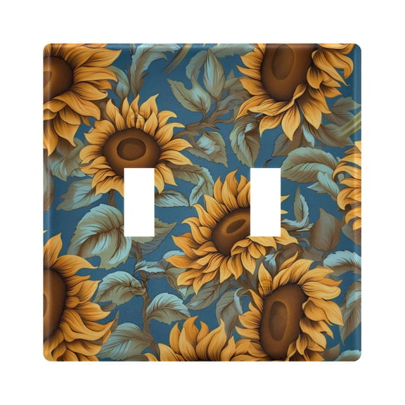 2 Gang Switch Covers Sunflowers and Leaves Light Wall Plate Home Faceplate Switch Plates 4.56”x4.48”