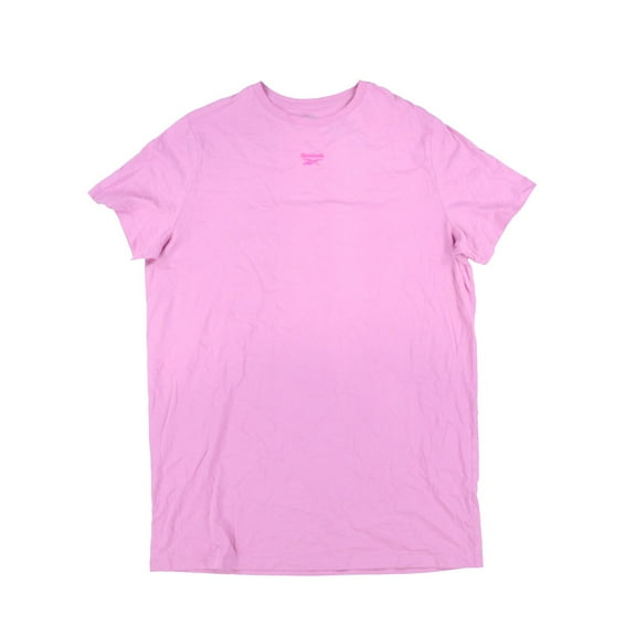 Reebok Plus Size T-Shirt Dress Women 1X Pink Cotton Short Sleeve Pullover FTS706