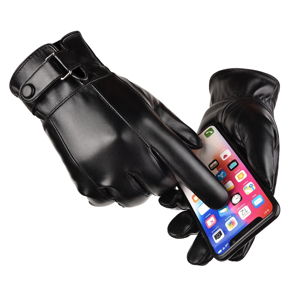 Winter Gloves for Men Genuine Leather Gloves Warm Driving Motorcycle Gloves ,Flexible and Comfortable