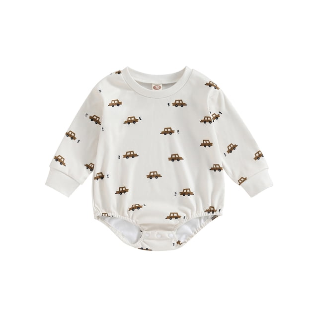 ZAXARRA Barboteuse Bébé Automne Classique Manches Longues Col Rond Voiture Star Justaucorps Graphique Vêtements Chauds pour Tout-Petits