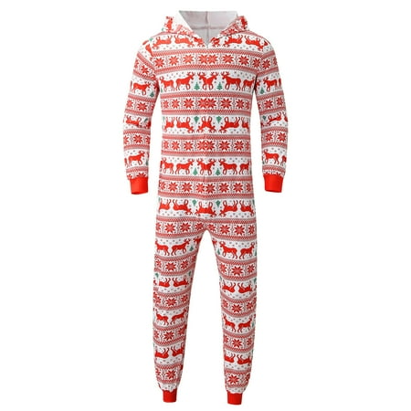 

Christmas Printed Loungewear Jumpsuit Sleepwear Set Women Men Kids Christmas Sleepwear(Men)