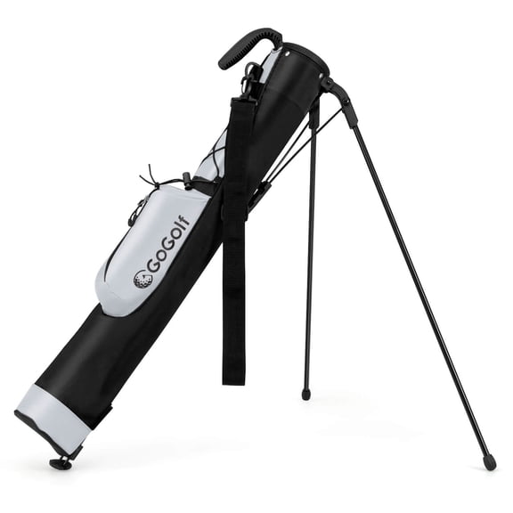 GETHFS Lightweight Golf Stand Bag for Par 3 & Executive Courses, Carry Bag with Adjustable Shoulder Strap, 2-Way Club Divider, Pocket & Bottle Holder, Grey Black