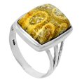thumbnail image 3 of Natural Flower Fossil Coral 925 Sterling Silver Ring s.9.5 Jewelry R-1006 SDR247966, 3 of 5
