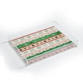 thumbnail image 2 of 12" Green and Red Snowflake Stripes Tray Decor, 2 of 4