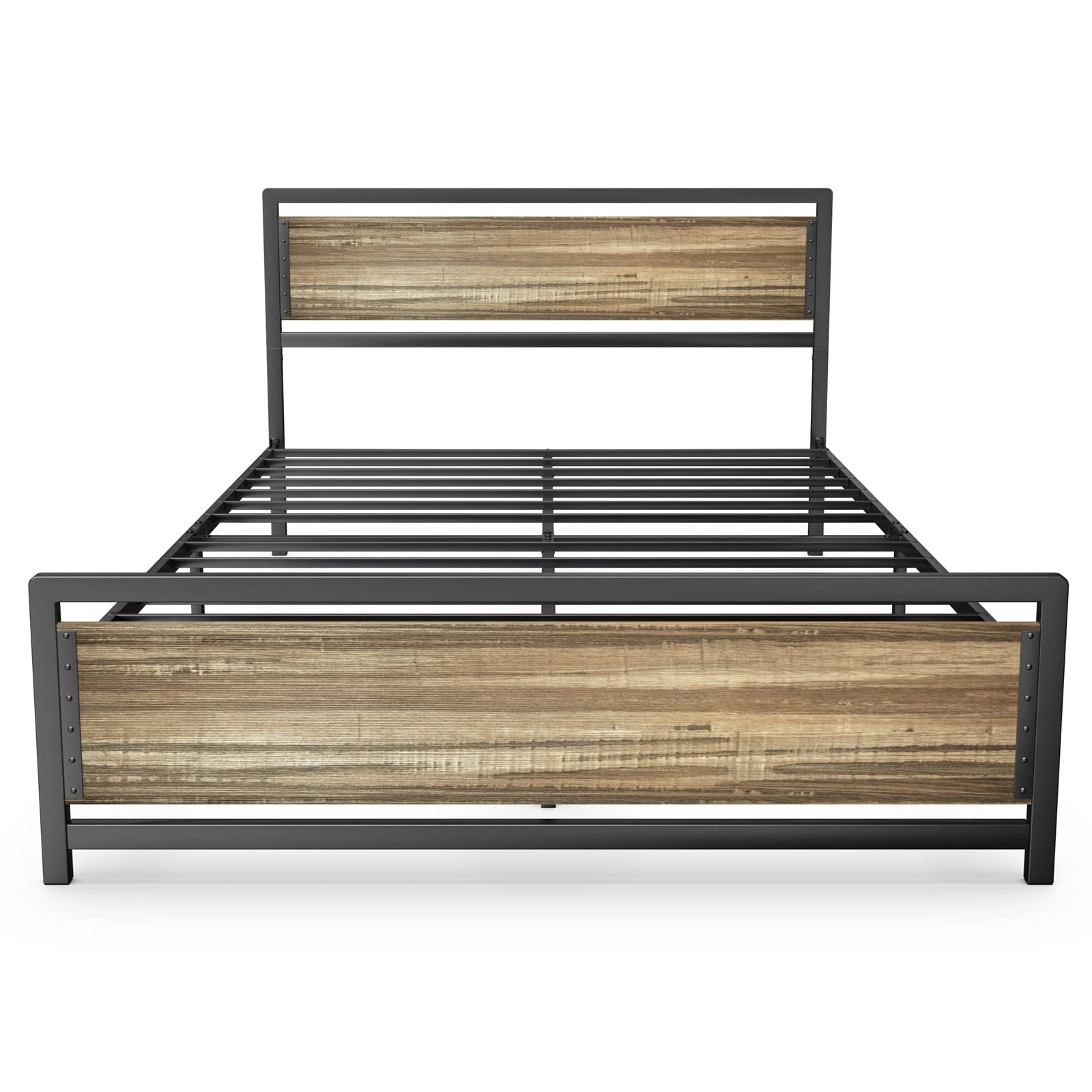 Queen Bed Frame, Queen Size Bed Frame with Wood Headboard and Footboard, Under Bed Storage, 800lbs, Gray