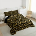 thumbnail image 3 of Feelyou Gold Boho Damask Queen Comforter Set, Tribal Gothic Crow Bedding Set, 3pcs, 3 of 8
