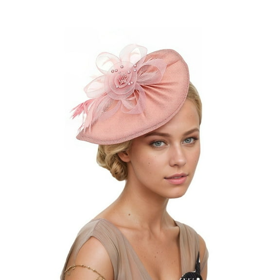 Ediodpoh Women Feathered Headband with Design for Parties Weddings And Pink