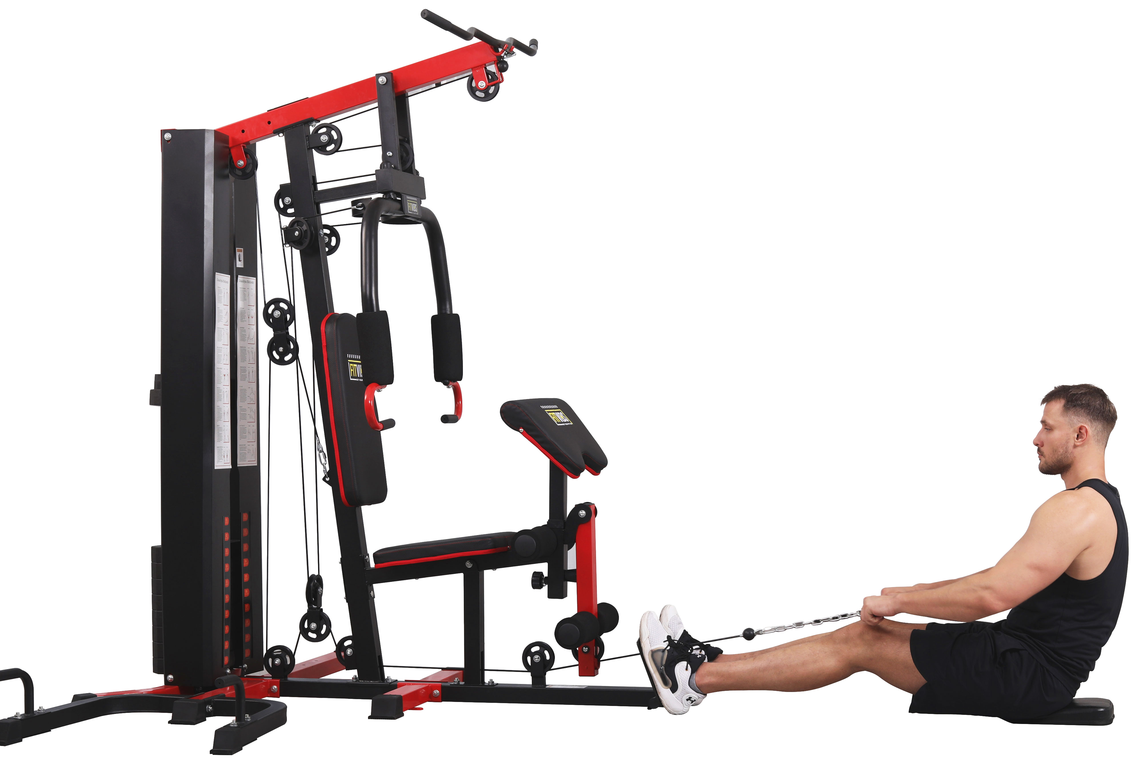 Fitvids LX800 Home Gym System Workout Station with 330 Lbs of Resistance, 122.5 Lbs Weight Stack, Two Station, Comes with Installation Instruction Video, Ships in 6 Boxes - image 3 of 13