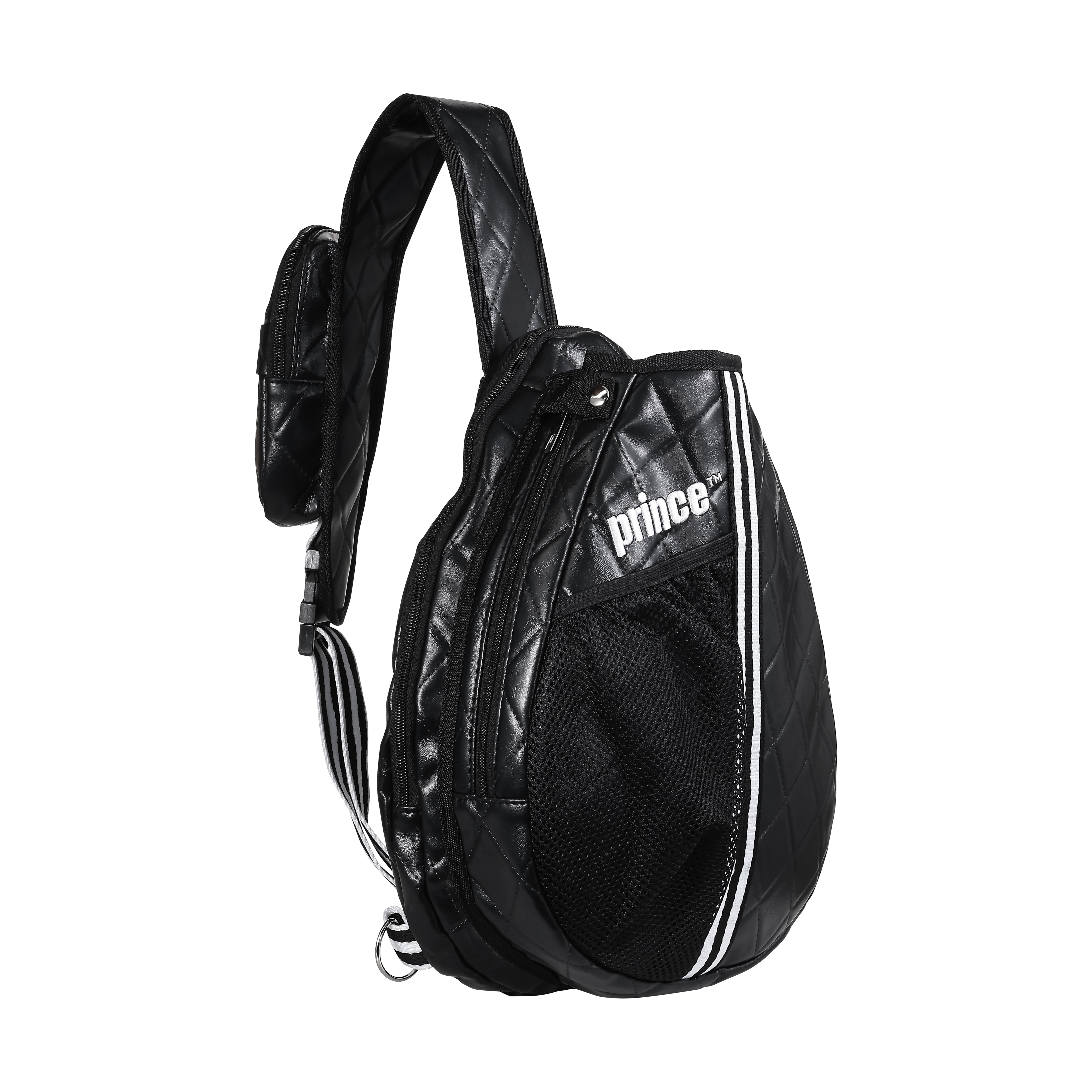 Prince Multi-Sport Racket Bag – Black Quilted Sling Backpack with Shoulder Pocket