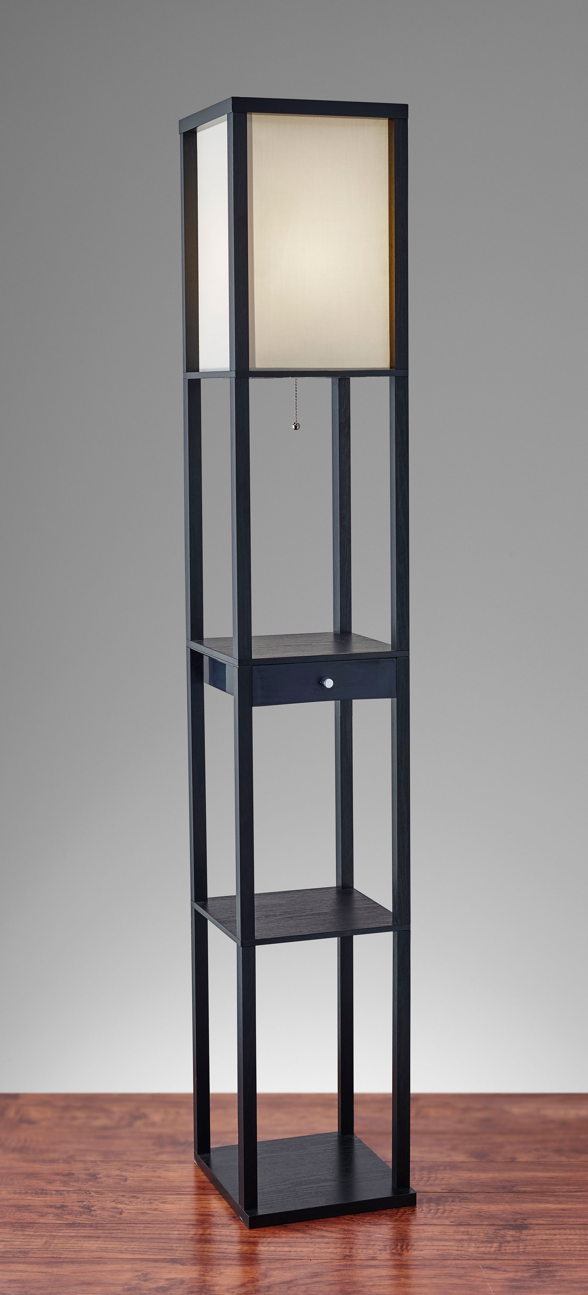 Adesso Shelf Lamp with Drawer, Black