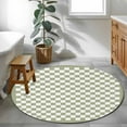 thumbnail image 4 of 3.3ft Round Rug, Sage Green Plaid Non-Skid Rubber Backing Large Area Rugs - Living Room Bedroom Home Office, Farmhouse Green White Checkered Lace Indoor Floor Mat Carpets Washable Rug, 4 of 9