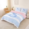 thumbnail image 3 of Erosebridal Glitter Print Bow Initial S Girl Queen Duvet Cover Set,Blue White Stripes Bedding For Teens,Pink Reversible,3 Pieces,No Comforter, 3 of 5