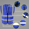 thumbnail image 2 of HYCOPROT High Visibility Mesh Safety Reflective Vest with Pockets and Zipper, Meets ANSI/ISEA SPROT High Visibility Mesh Safety Reflective Vest with Pockets and Zipper, Meets ANSI/ISEA S, 2 of 5