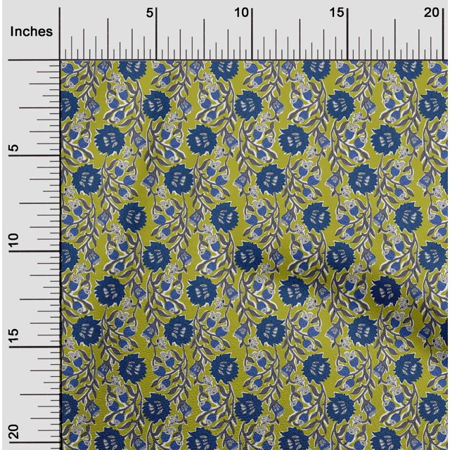 oneOone Georgette Viscose Fabric Leaves & Floral Block Decor Fabric Printed BTY 42 Inch Wide