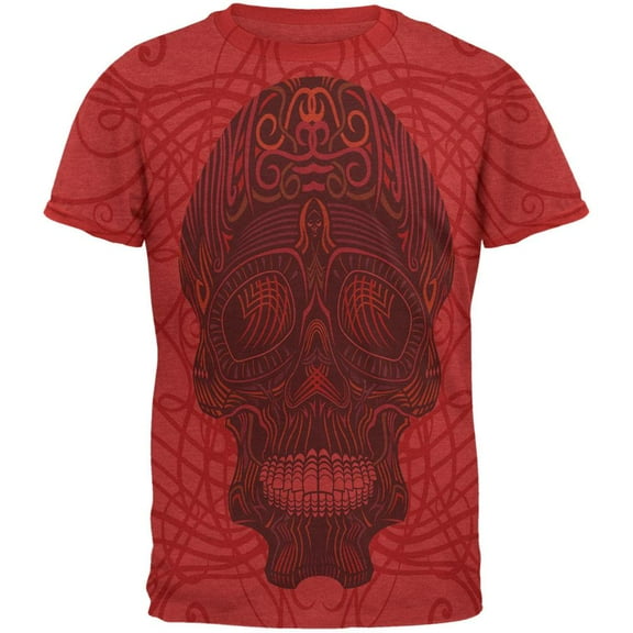 Cinco De Mayo Skull Ribbons Mens Ringer T Shirt Heather Red-Red 2XL
