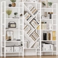 thumbnail image 6 of Triple 5 Tier Bookshelf, Large Wooden Bookcase with 17 Open Display Shelves, Modern Tree Book Shelf Metal Frame Tall Bookshelves Furniture for Living Room Bedroom Home Office Rustic Brown, 6 of 6