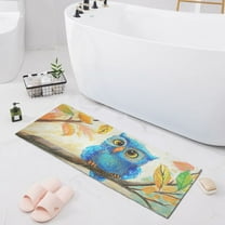 Bath Mat Soft Plush Non-Slip Absorbent Bathroom Rugs 39"x20" Cute Owl Bird on Branch