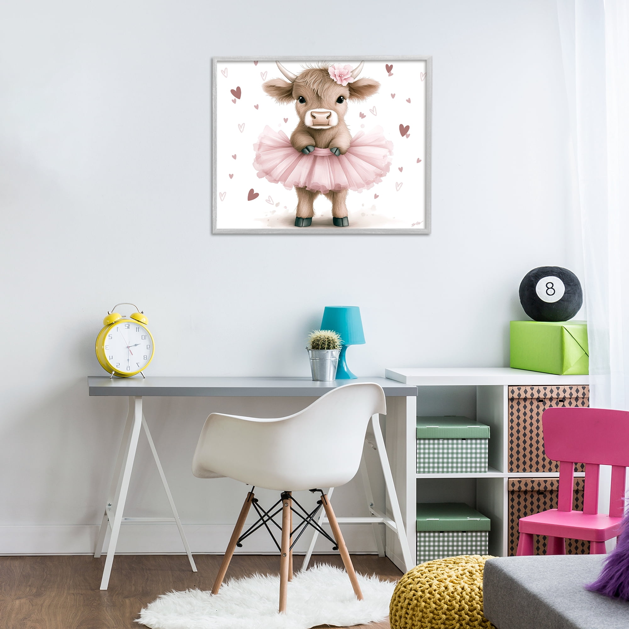 Stupell Industries Baby Calf with Tutu Gray Framed Giclee Art, design by Whimsical Wonders