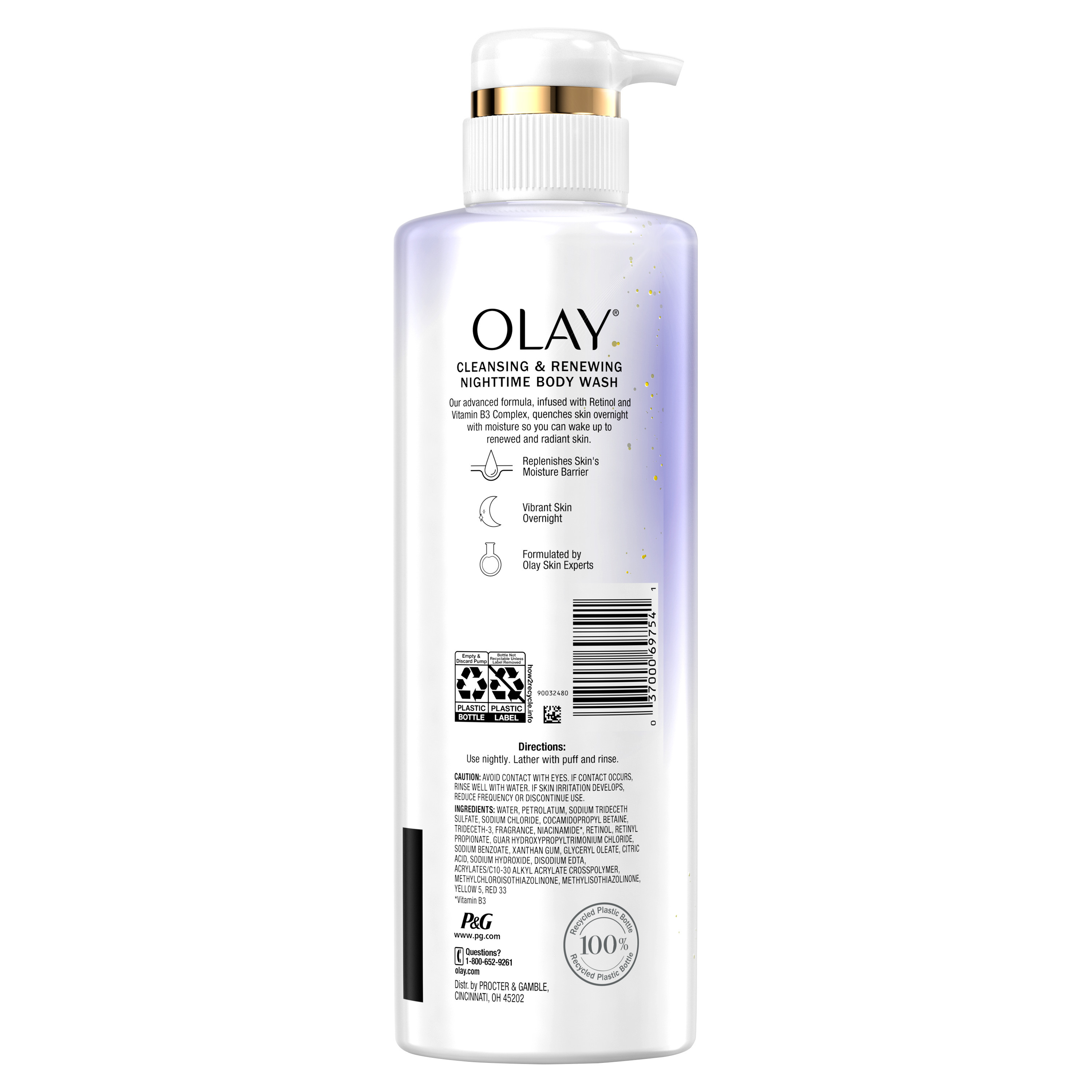 Olay Hydrating & Renewing Nighttime Body Wash with Retinol, 17.9 fl oz ...