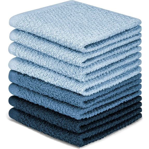 DecorRack 8 Pack Kitchen Dish Towels, 100% Cotton Wash Cloth, 12x12 inch
