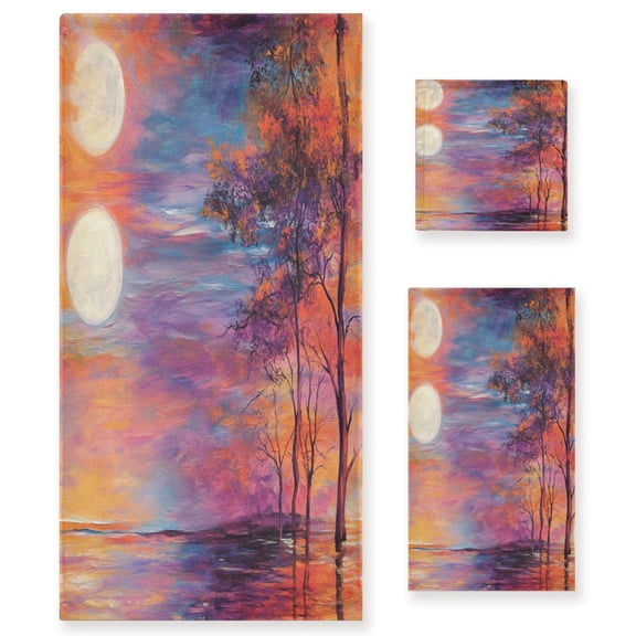 BZSMCE 3piece Bath Towel Sets Hand Bath Towels Fashion Sunlit Harmony Printed Towel Sets
