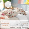 thumbnail image 2 of 3 Piece Pink Orange Teal Spring Floral Duvet Cover Set Queen Size,Microfiber Comforter/Quilt Cover with Corner Ties and 2 Pillowcases,Watercolor Botanical Summer Flowers Bedding with Zipper Closure, 2 of 8