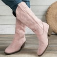 thumbnail image 2 of Mid Calf Cowboy Boots for Women Pointy Toe Chunky Heel Embroidery Wide Calf Pull on Western Booties, 2 of 7
