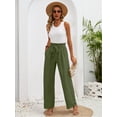 thumbnail image 5 of Chiclily Women Wide Leg Pants with Pockets High Waist Loose Belt Flowy Casual Trousers, US Size 2XL in Olive, 5 of 9