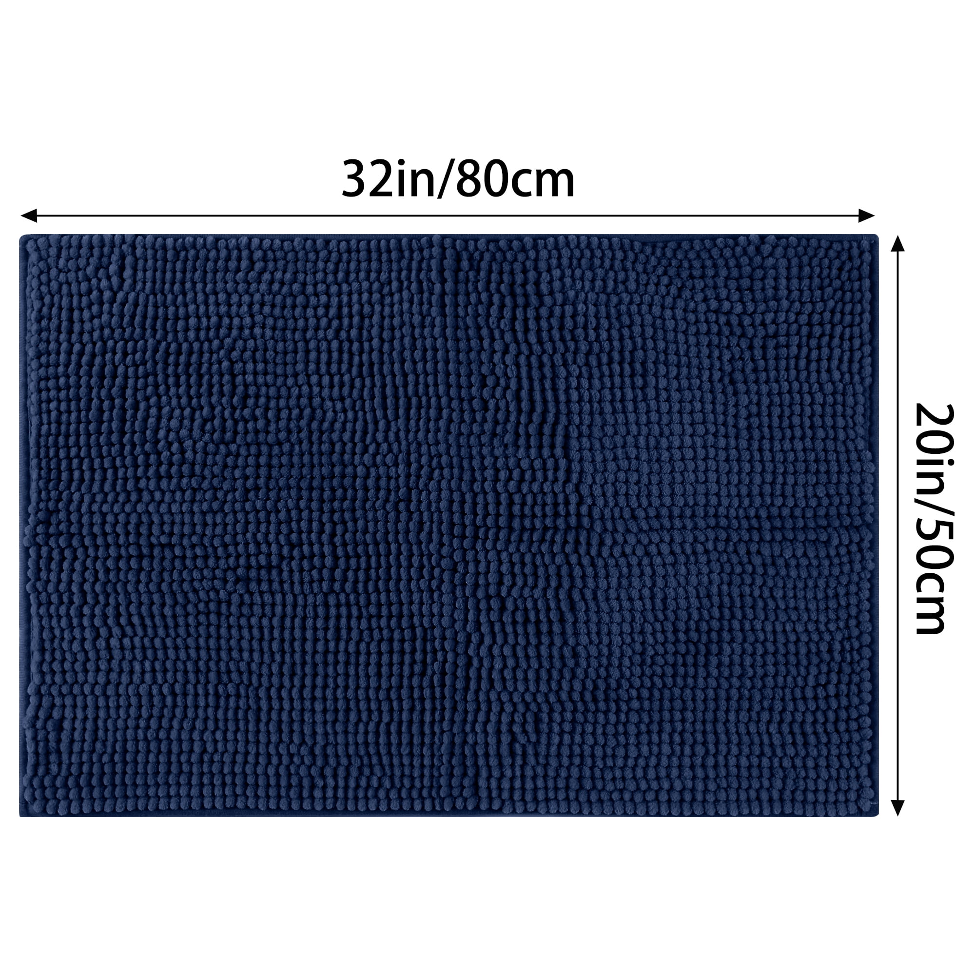 Unique Bargains Plush Fluffy Non-Slip Microfiber Quick Dry Bathroom Mat Dark Blue 20"x32"